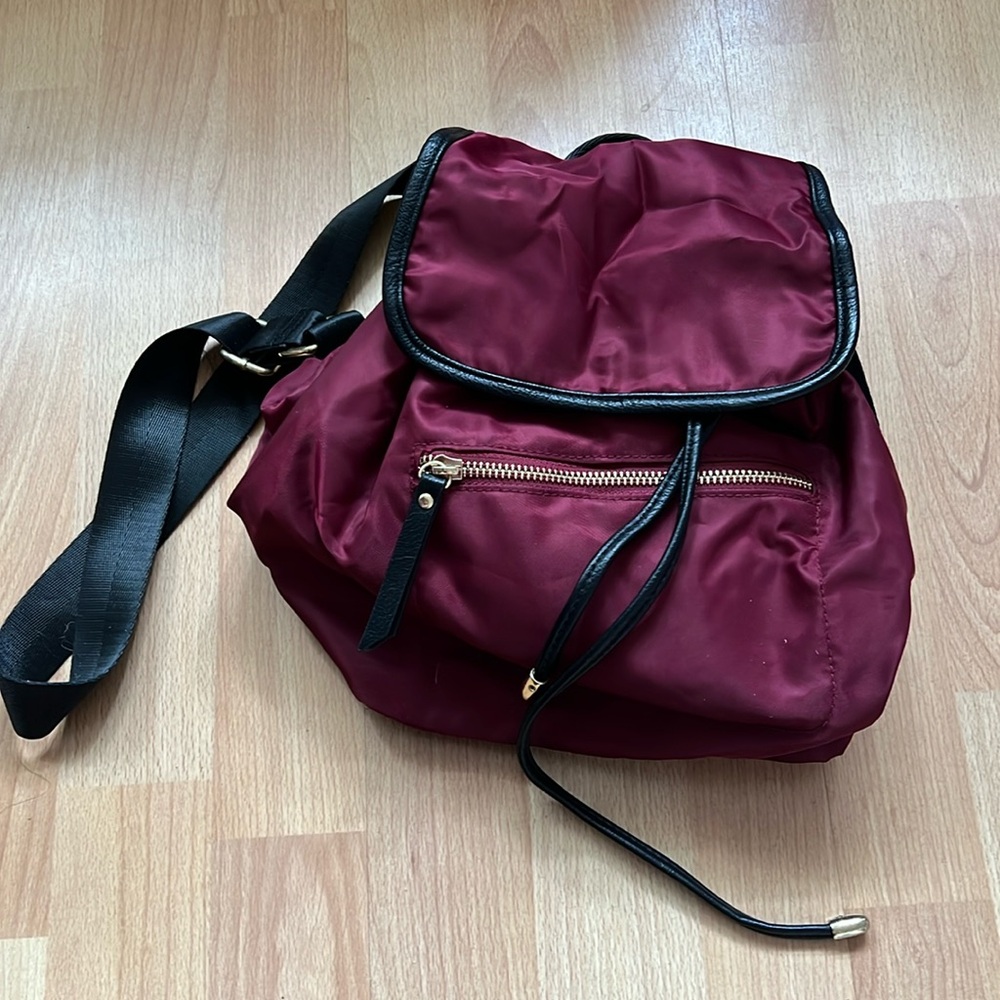 Maroon nylon backpack